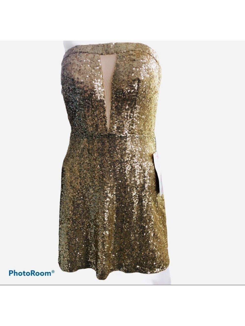B. Darlin Strapless Gold Sequin Dress Size 9/10 NWT